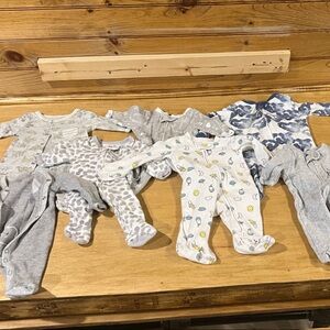 Baby Onesie Set in Gray and Blue